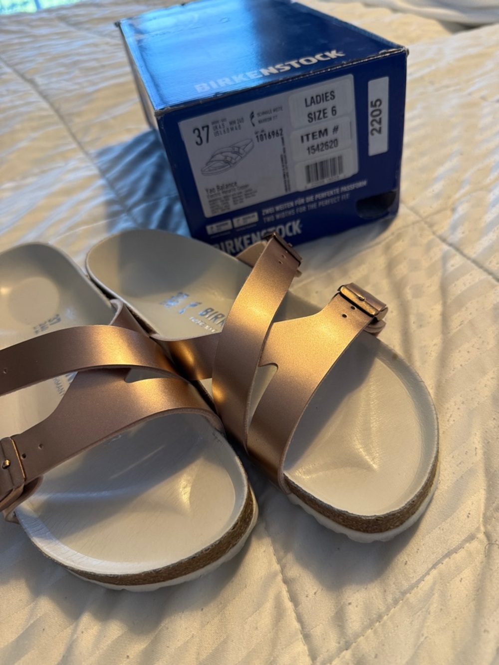 Birkenstock Metallic Rose Gold Double Strap Sandals